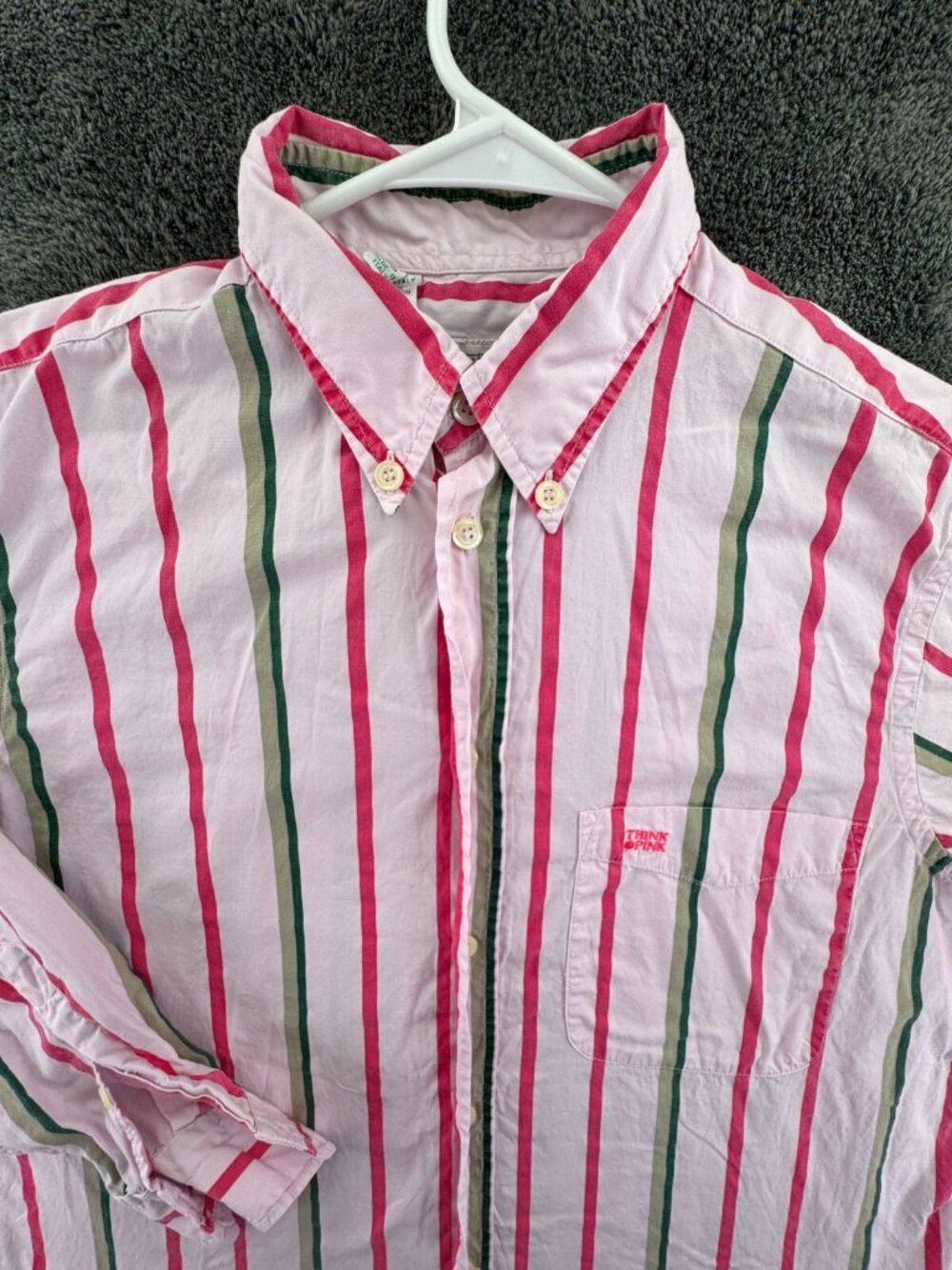 Think Pink Button Up Shirt Men Pink Striped Long Sleeve Italy Made Size 41 (16)